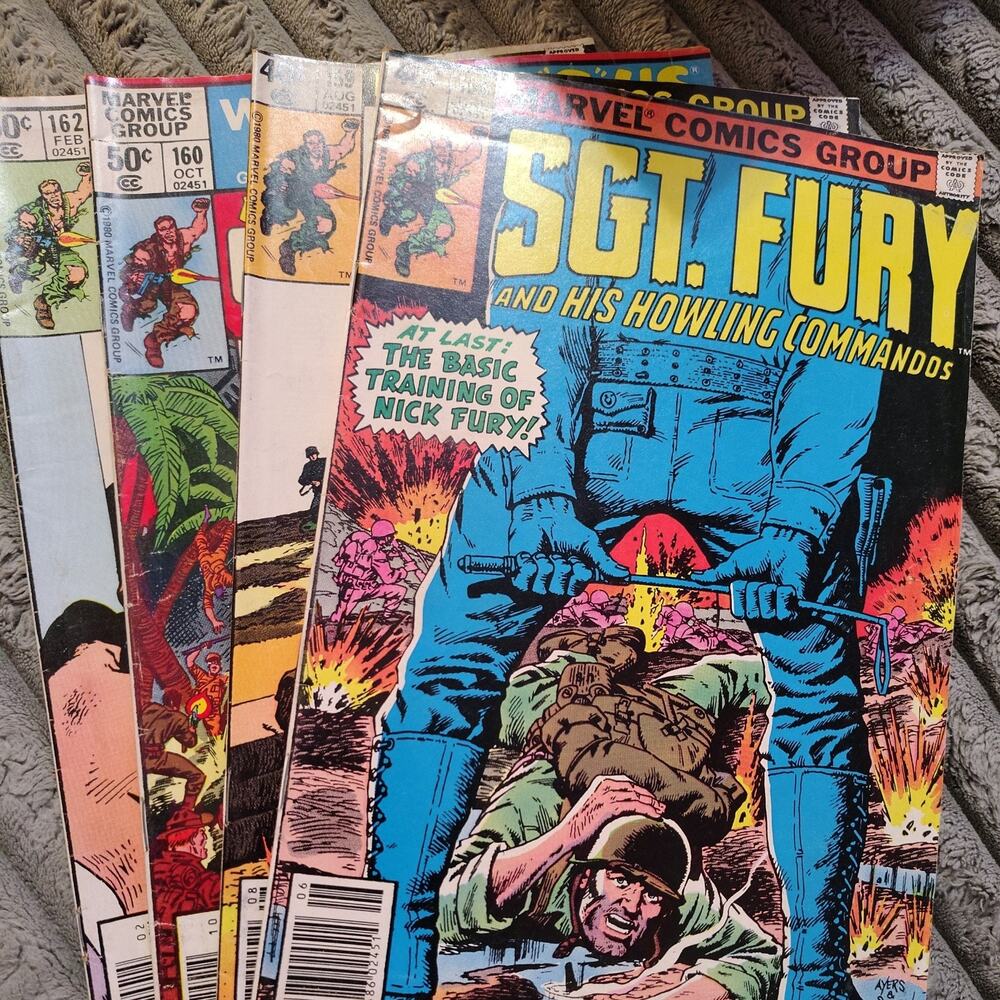 SGT. FURY #158, 159, 160, 162 LOT Newsstand, Marvel Comics